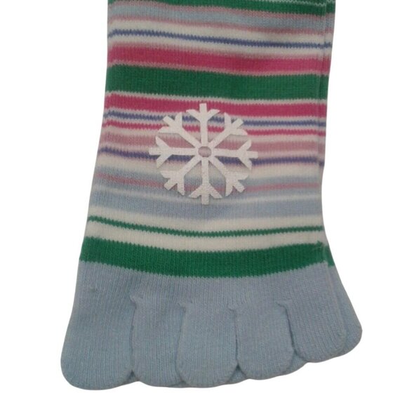 Toe Socks One Size Women Teens Striped Snowflake Design Multicolor NEW - Picture 3 of 4